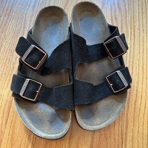 Black suede leather Birkenstock, Arizona